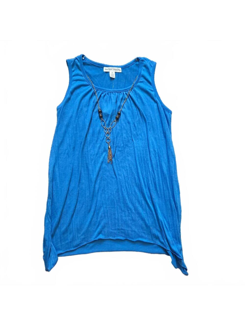 New York Laundry Medium Blue Sleeveless Necklace Top